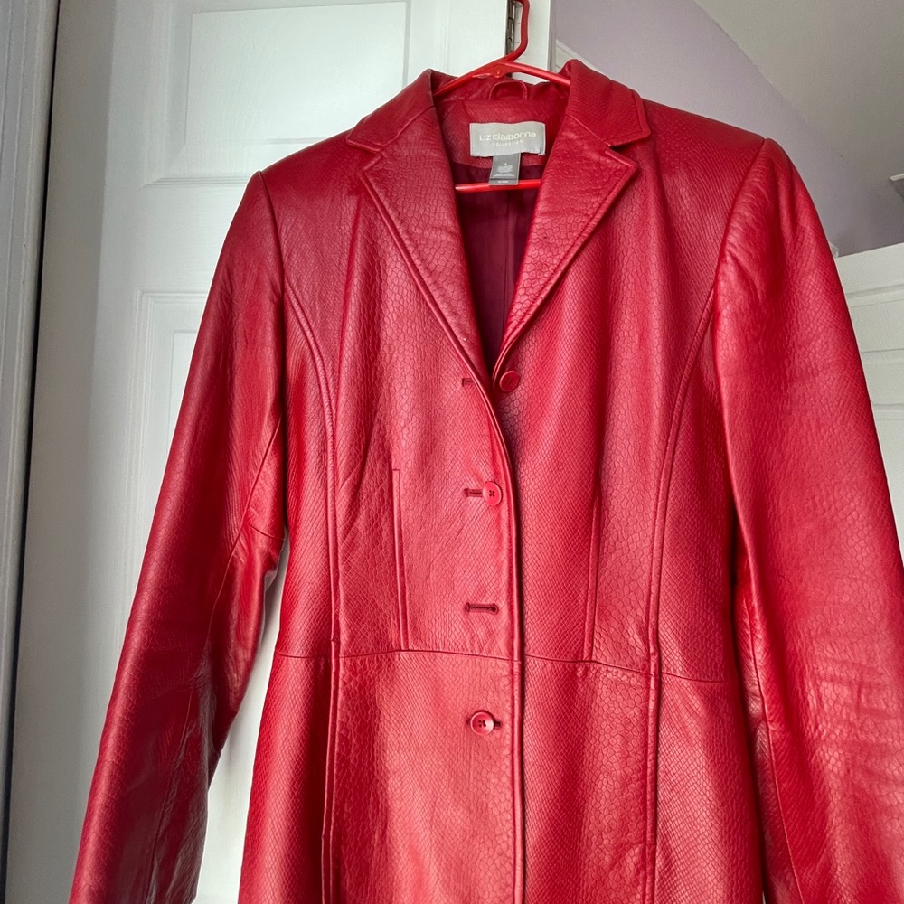 LIZ CLAIBORNE 90s RED LEATHER JACKET